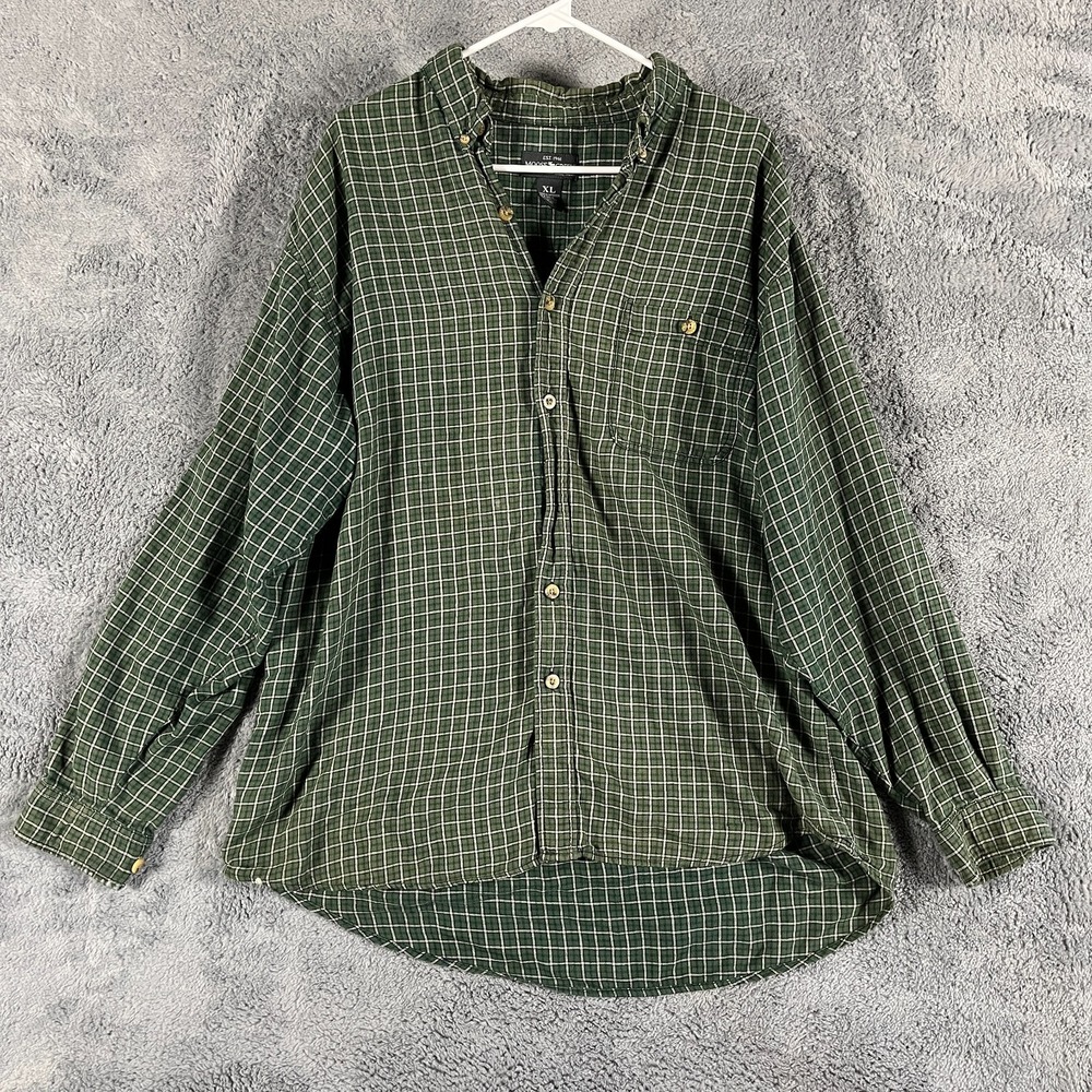 Moose Creek Flannel Shirt Mens XL Green Plaid Long Sleeve Collared Button Down